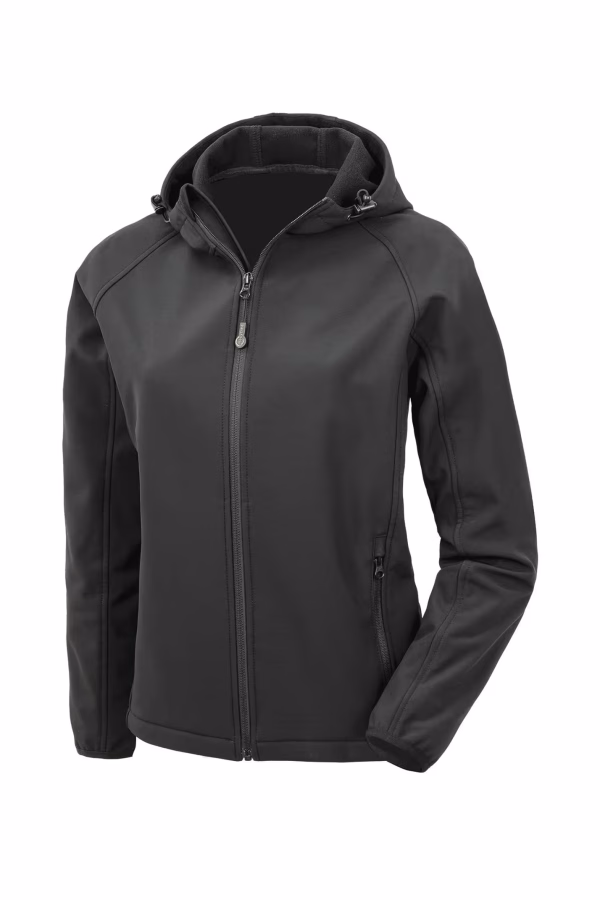 3-laagse gerecycleerde softshell met capuchon voor dames